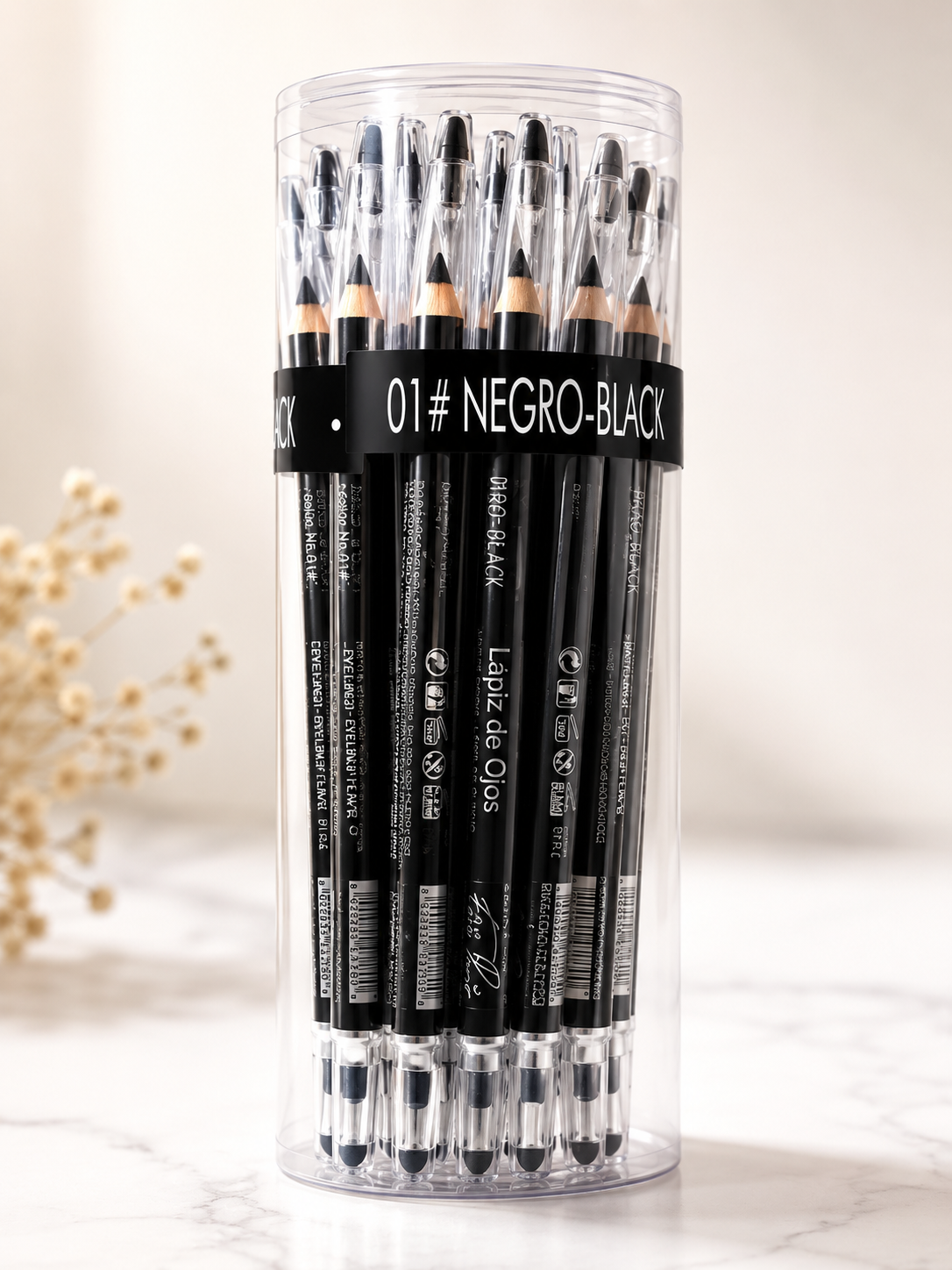 Crayon pour les yeux 01# NEGRO-BLACK + TAILLE-CRAYON + APPLICATEUR pour maquillage précis et élégant