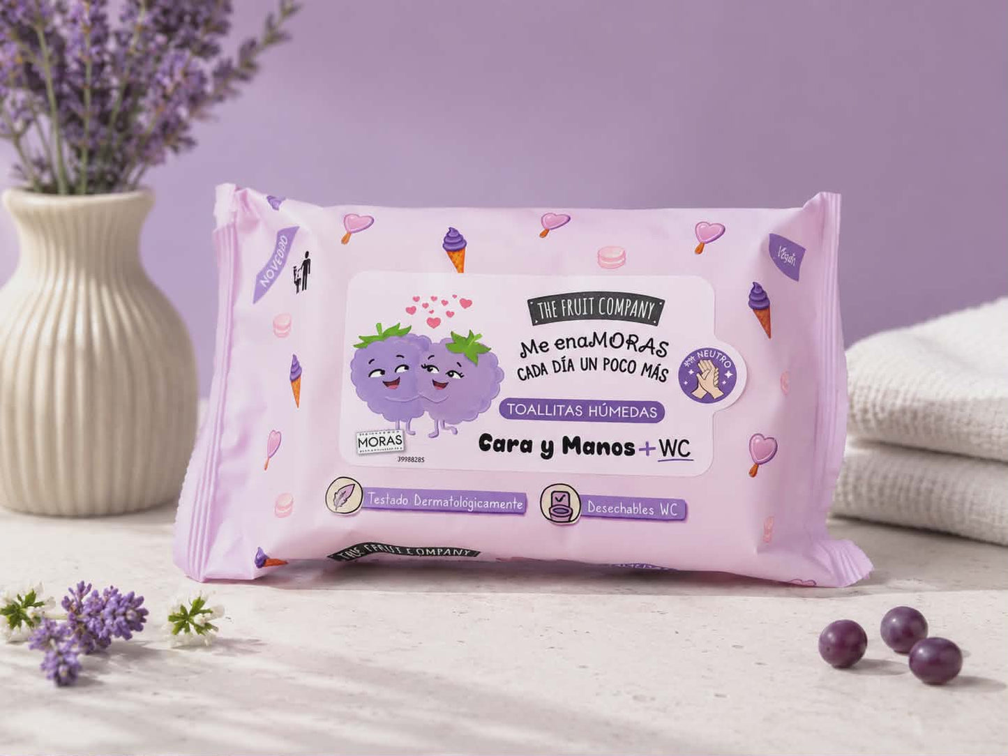 Lingettes désinfectantes "The Fruit Company" Mûre X15