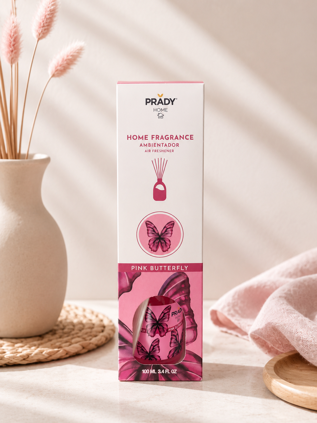 Mikado Diffuseur de Parfum Pink Butterfly 100ml - Prady